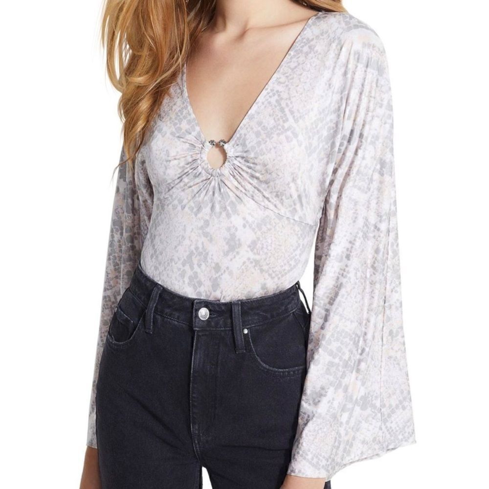 Guess Women's Jazzi Printed Kimono Sleeves Bodysuit Size XL